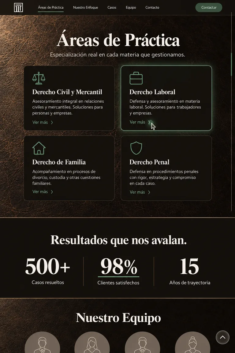 Continuación de la portada de la demo Bufete de abogados.